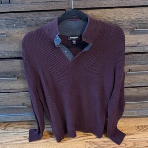Express Men's Deep Purple V-Neck Sweater